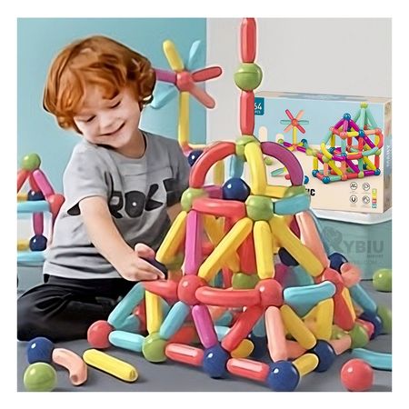 Juego Magnetico de 64 Piezas para Niños Multicolor