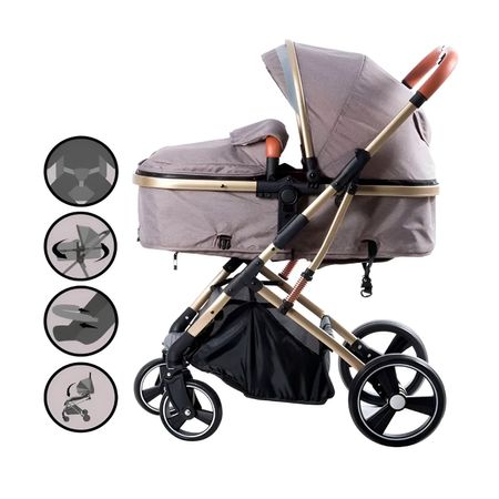 Coche Ebaby SATURNO Cuna Moisés de Lujo Beige