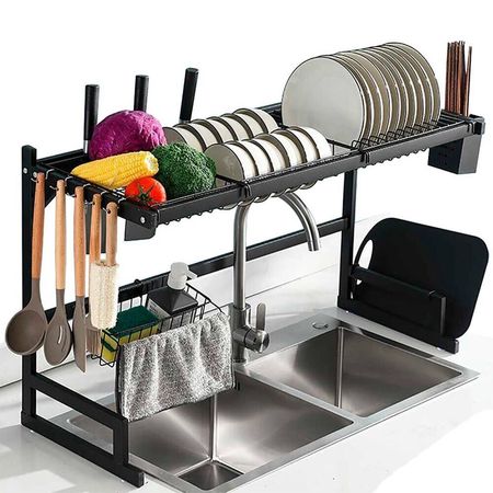 Escurridor de Platos 85cm Organizador de Acero Inoxidable