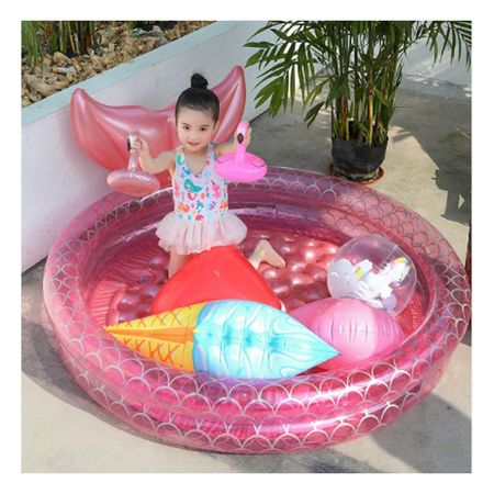 Piscina Inflable con Cola de Sirena de Color Rosado