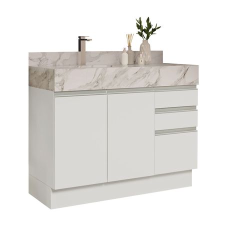 Gabinete para Baño con 2 Puertas y 3 Cajones 120 cm Blanco