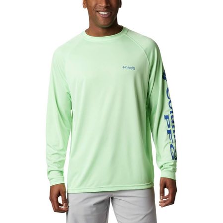 Polo de manga larga Columbia de pesca para hombre Verde Claro XL