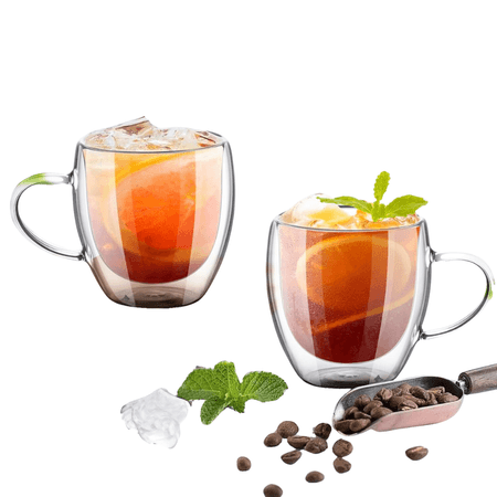 Set de 2 Tazas Doble Pared de Vidrio 250 ml