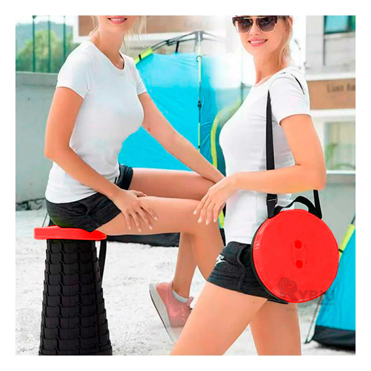 Banqueta Practica de Rojo Y+Post-it adhesivos