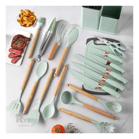 Set de 18 Piezas para Cocina en Tono Verde Y+Papel de Regalo