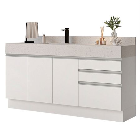 Gabinete para Baño 3 Puertas 3 Cajones 180 cm Blanco