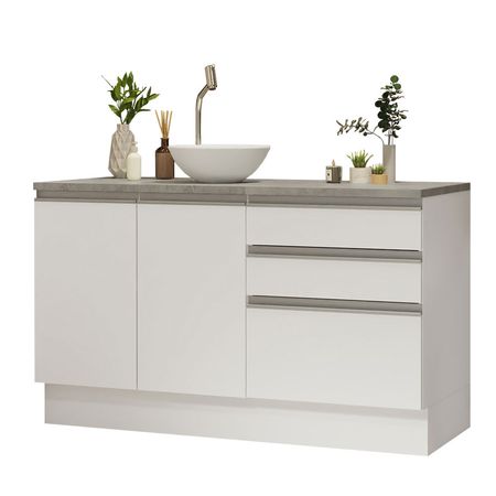 Gabinete para Baño 2 Puertas 3 Cajones 140 cm Blanco