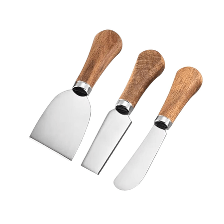 Set de 3 Mini Cuchillos para Queso con Mango de Madera