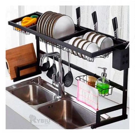 Escurridor Resistente Util de Cocina de 85cm Y+Agendita Escurridor Duradero para Cubiertos Negro Y+Agendita