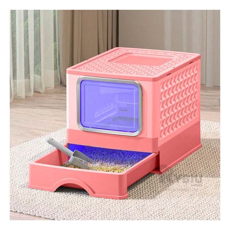 Arenero con Tapa y Bandeja Removible en Rosado Y+Stickers