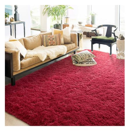 Alfombra De Felpa Piso Decorativo 150cm x 80cm Rojo