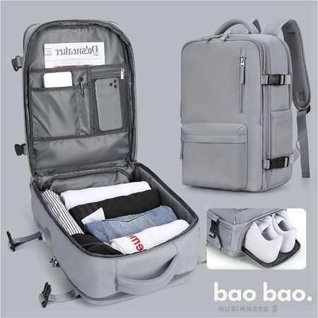 Mochila Grande Expandible Viajera para Cabina de Avión Viral TIKTOK- Gris