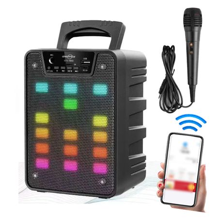 Parlante Bluetooth LED + Microfono Amplificador Voz Recargable Karaoke