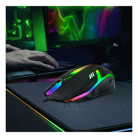 Mouse Gamer Multifuncional con Luces de Color Negro