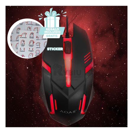 Mouse Ideal para Gamers en Color Negro Y+Stickers