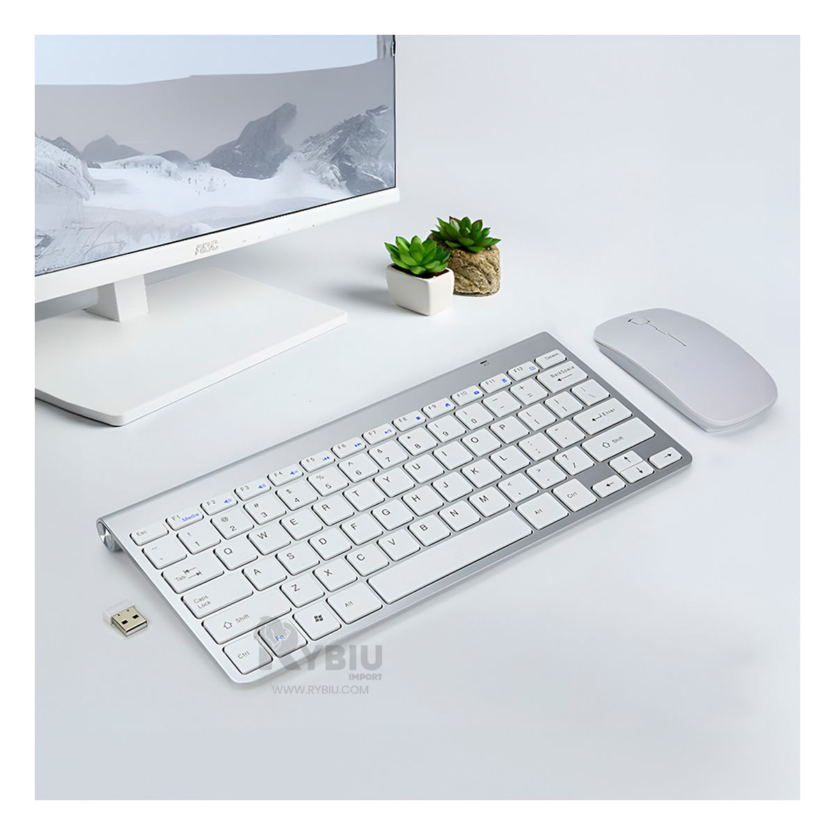 Kit Inalambrico Teclado y Mouse en Blanco Y+Papel de Regalo