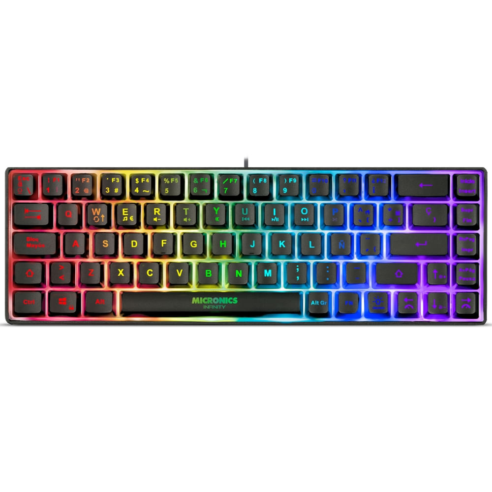 Teclado Gamer Micronics Infinity MIC K720 Conexión Cable USB Iluminacion RGB