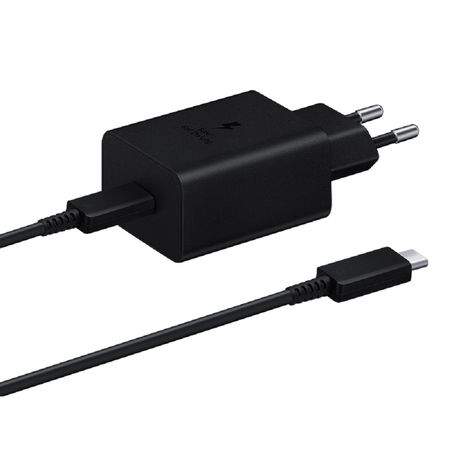 Cargador Original SAMSUNG 45W Tipo USB-C - Cubo + Cable (5A/1.8M) Cargador Samsung 45W USB-C a USB-C + Adaptador