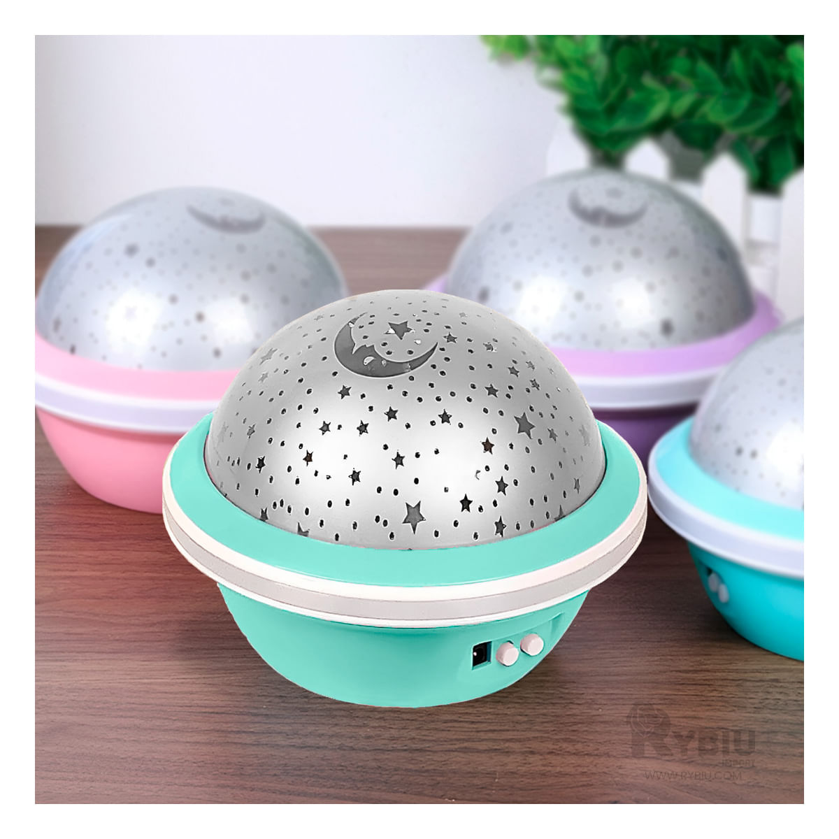 Proyector Divertido y Giratorio Verde Agua Y+Papel de Regalo