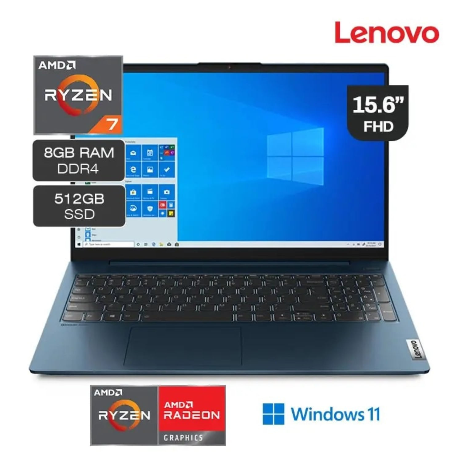 Laptop Lenovo 15.6"" Ryzen 7 8GB Ram 512GB SSD IdeaPad 5 Mas Licencia Ofice 365