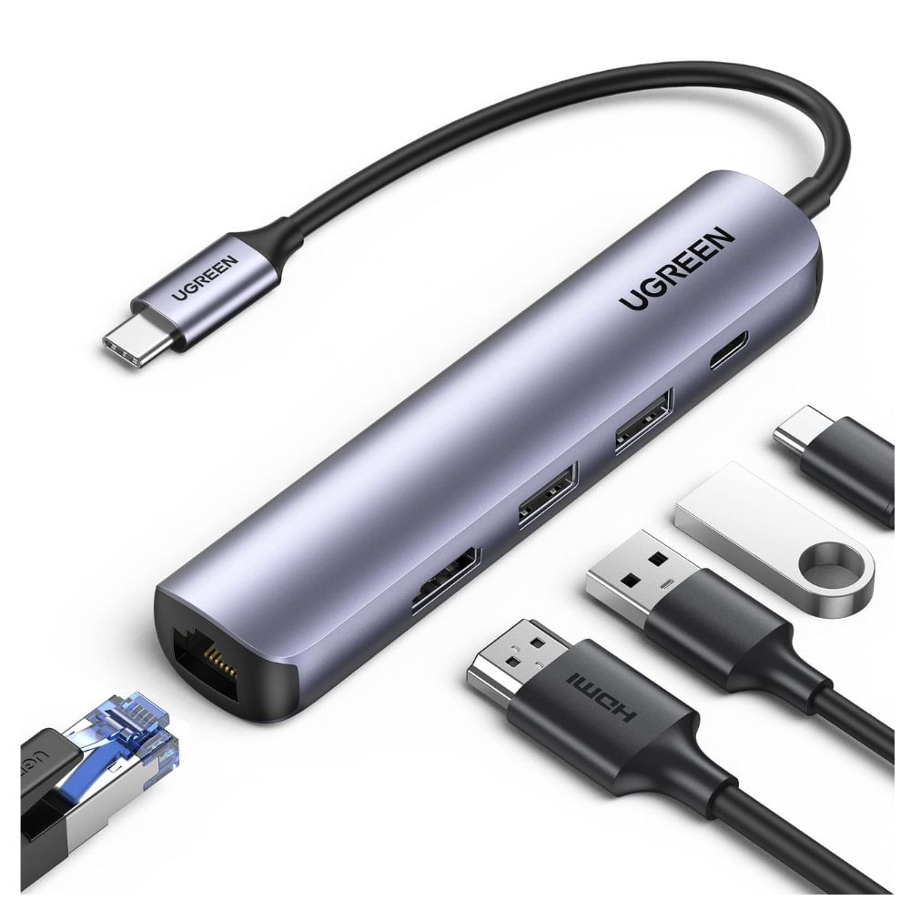 Adaptador USB Hub Ugreen 5 en 1 tipo C 60HZ 4K