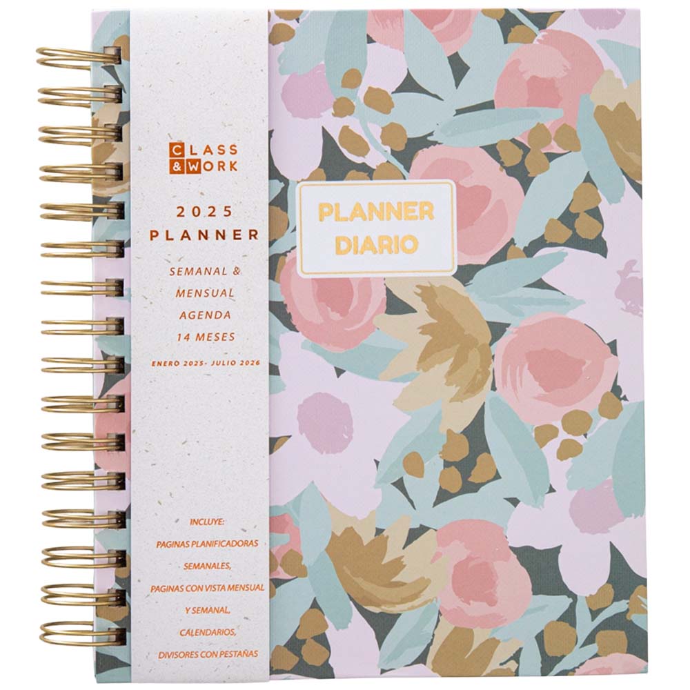 Journal CLASS&WORK con Stickers Rosas Grandes