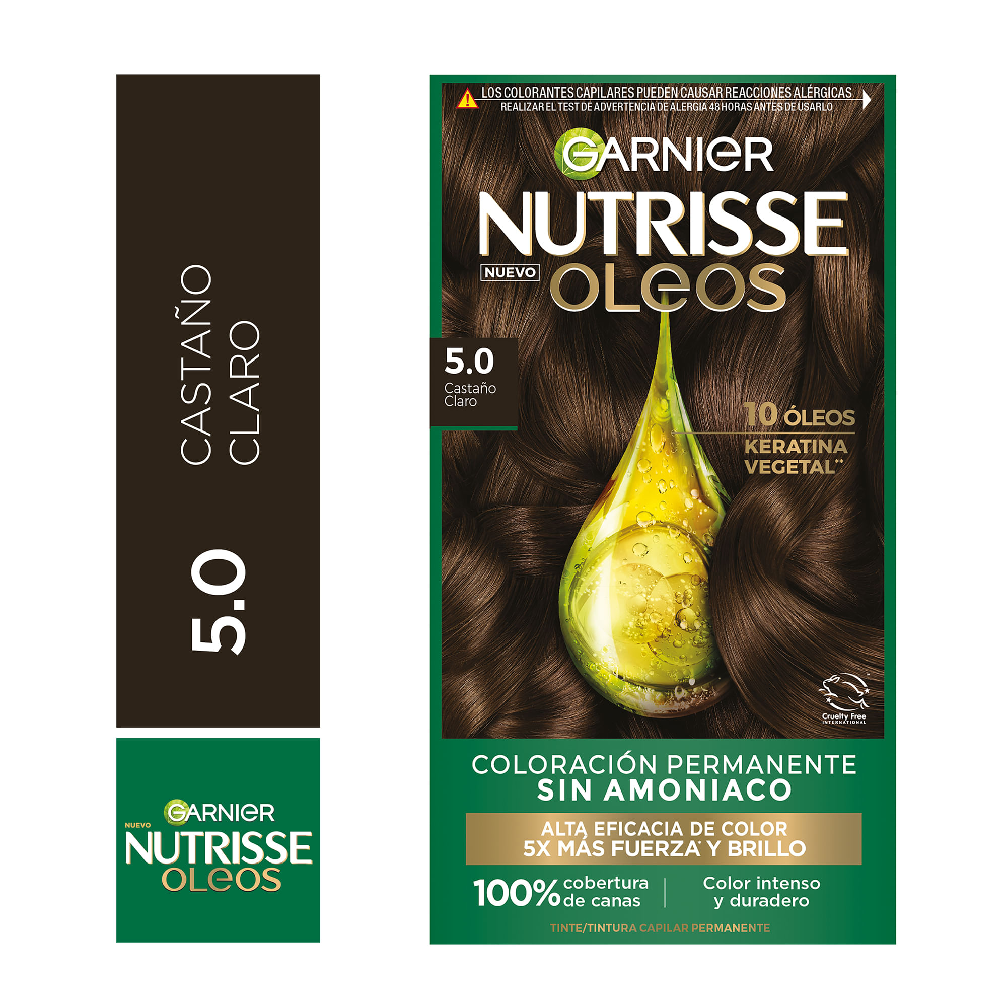 Tinte Capilar Garnier NUTRISSE Oleos 5.0 Castaño Claro Caja 1un