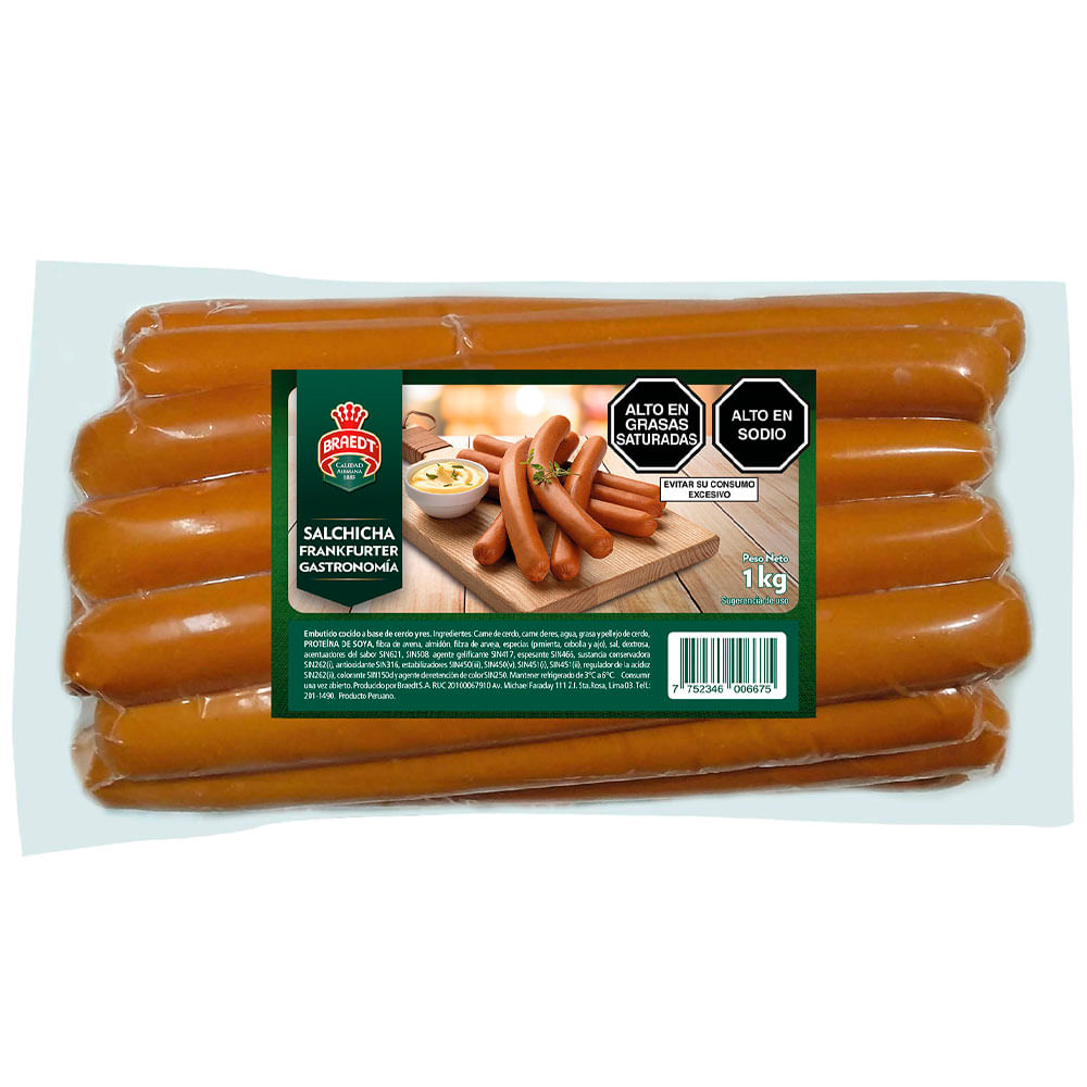 Salchicha Frankfurter Gastronomía BRAEDT Paquete 1kg