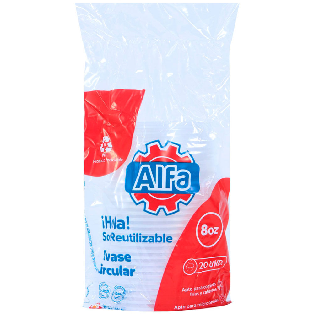 Envase Circular ALFA 8Oz 20un 140x102x102mm