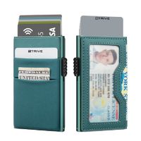 Billetera Minimalista de Aluminio y Bolsillos para Monedas Velvet RFID Anticlonación color Verde