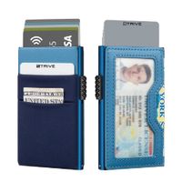 Billetera Minimalista de Aluminio y Bolsillos para Monedas Velvet RFID Anticlonación color Azul