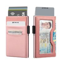 Billetera Minimalista de Aluminio y Bolsillos para Monedas Velvet RFID Anticlonación color Rosado