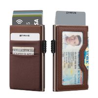 Billetera Minimalista de Aluminio y Bolsillos para Monedas Velvet RFID Anticlonación color Marrón