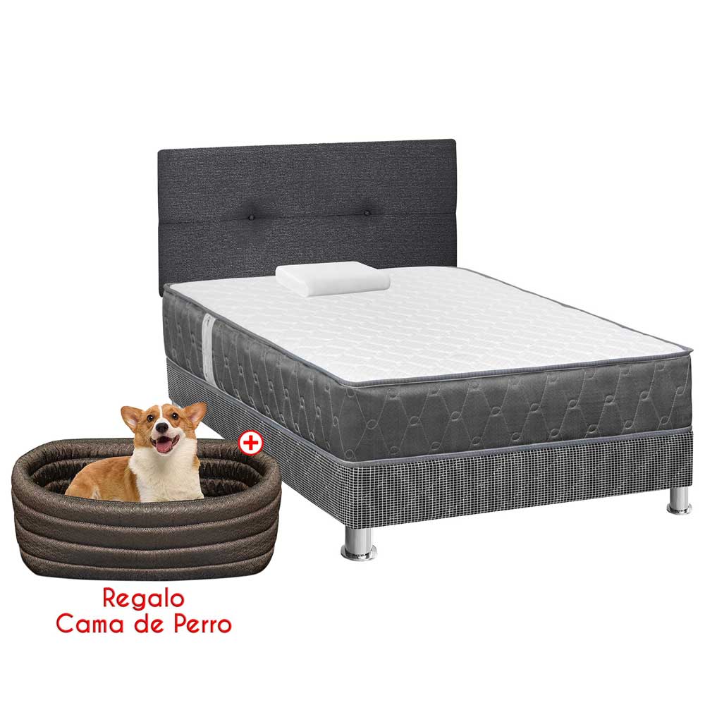 Dormitorio FORLI Acqua 1.5 Plazas Blanco +  1 almohada + Cama mascota