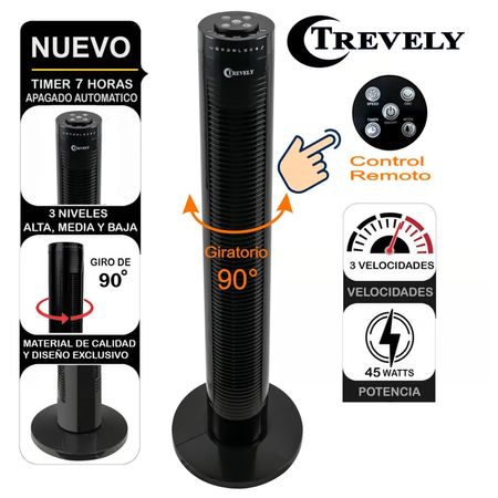 Ventilador de Torre Trevely 3V 45 Watts Con Control VT-145 ×