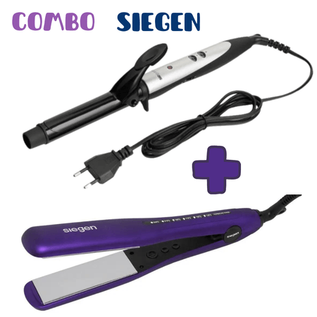 Combo Siegen Plancha Alisadora SG 4750+ Rizador Siegen SG 2411 de 25mm