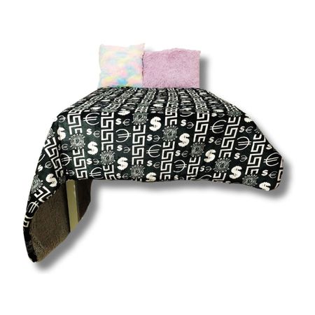 Edredón 2 Plazas Piel de Ángel Color Negro Estampado de Dolares