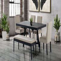 Comedor Dmuebles 4 sillas + banca Granada - Negro/Beige
