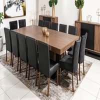 Comedor Dmuebles 14 sillas Xander - Negro/Nogal