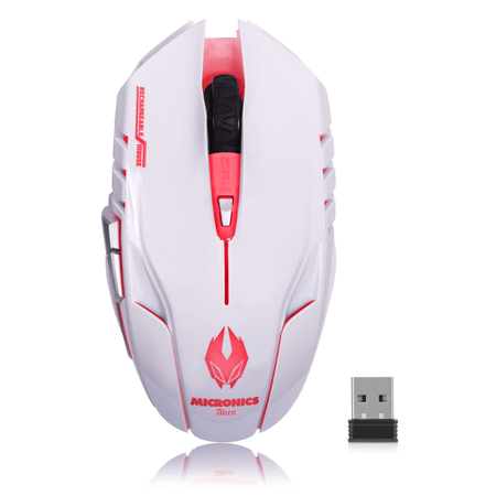 Mouse Gamer Inalambrico Alien M834wl Wifi Recargable Micronics Blanco