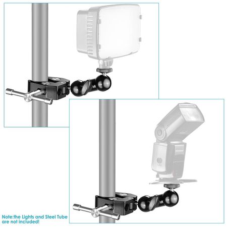 NEEWER Adaptador De Bola Doble Multifuncional De Brazo Para Video LED Cámara Videocámara Monitor