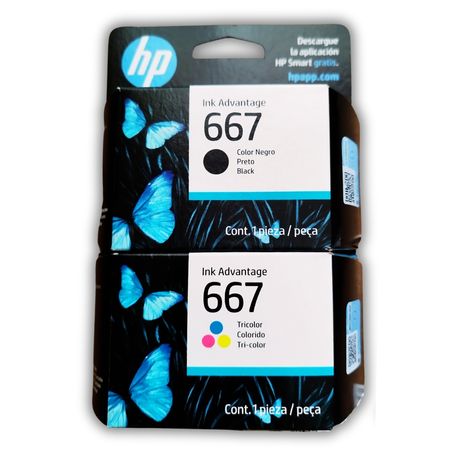 Pack tinta HP 667 negro y tricolor original