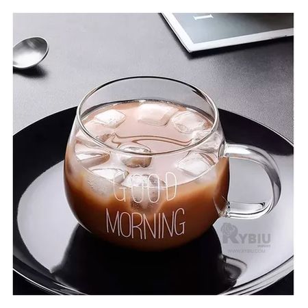 Taza de Vidrio Diseño Good Morning de 350ml Transparente