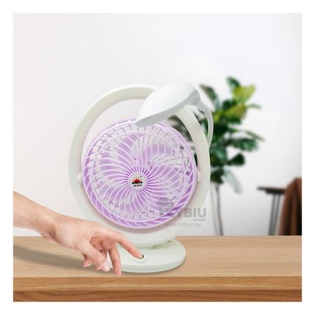 Ventilador Recargable de Mesa con Lampara en Color Lila