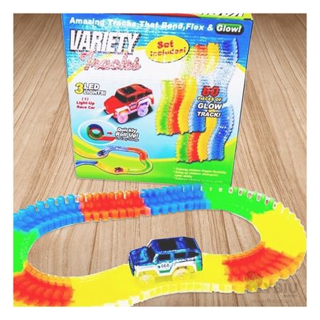 Pista con Rieles Flexibles y Carro en Multicolor