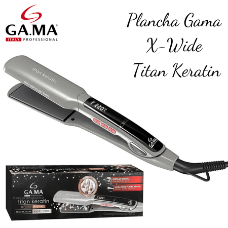 Plancha Alisadora  Gama Titan Keratin Xwide Digital 450°F  230°C Plancha Alisadora Gama Titan Keratin Xwide Digital 450°F 230°C