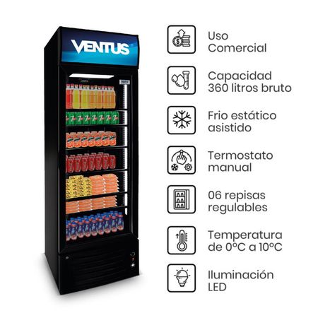 Visi-cooler Ventus 1 puerta LG-360black 360L