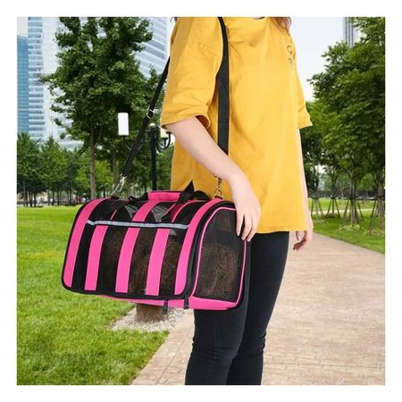 Hoy es el día para llevar a tu mascota con estilo y seguridad con nuestra mochila transportador refl Transportador Mochila Facil Uso en Fucsia Y+Papel de Regalo