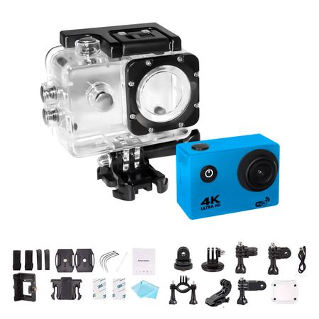 Camara Go Pro Accion 4k 16MP WiFi Acuatico Color Celeste