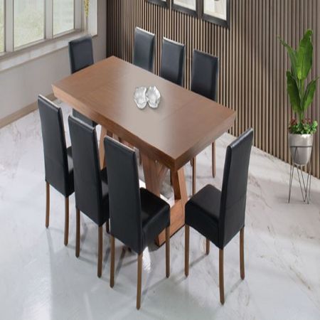 Comedor Dmuebles 8 sillas Matera - Negro/Nogal